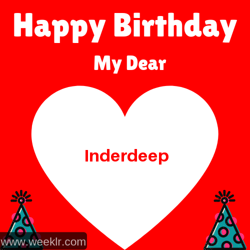 Happy Birthday My Dear -Inderdeep- Name Wish Greeting Photo