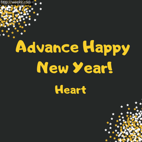 -Heart- Advance Happy New Year to You Greeting Image