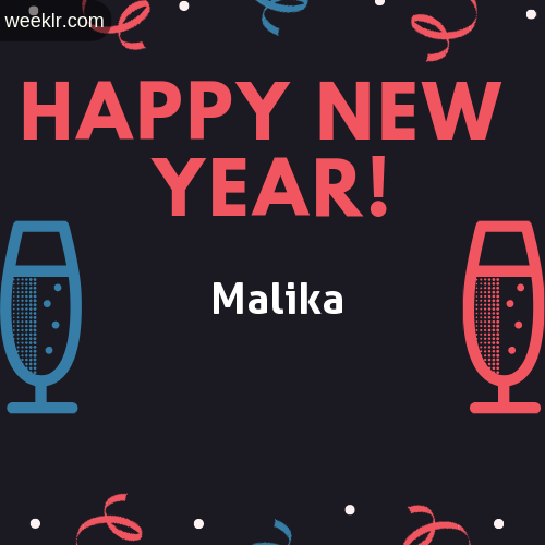 -Malika- Name on Happy New Year Image