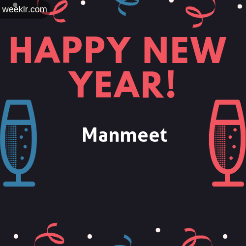 -Manmeet- Name on Happy New Year Image