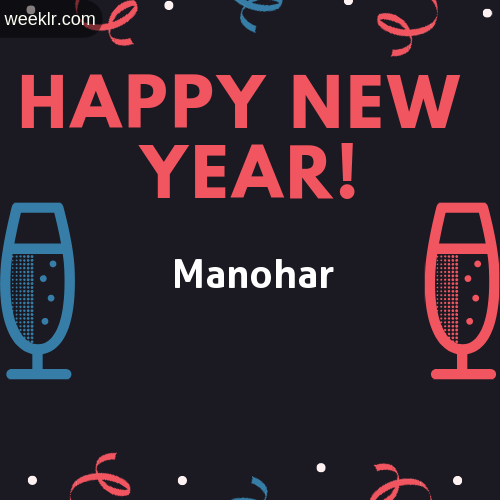Manohar Name on Happy New Year Image
