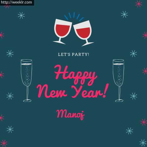Manoj Happy New Year Name Greeting Photo
