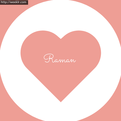 Pink Color Heart -Raman- Logo Name