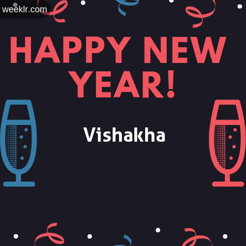 -Vishakha- Name on Happy New Year Image