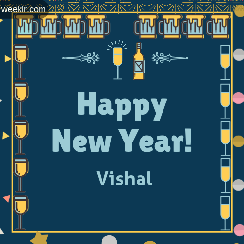-Vishal- Name On Happy New Year Images