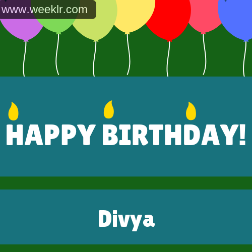Balloons Happy Birthday Photo With -Divya- Name
