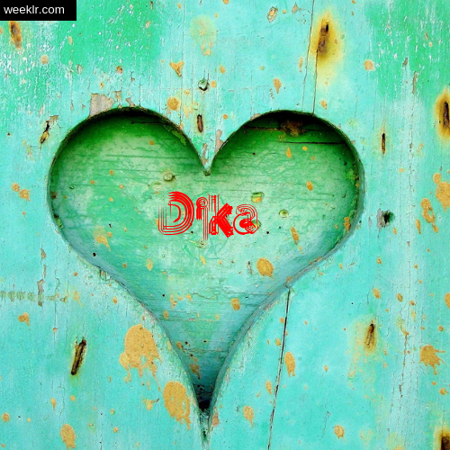 3D Heart Background image with Dika Name on it