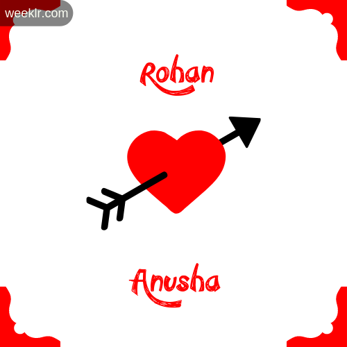 Rohan Name on Cross Heart With  Anusha  Name Wallpaper Photo