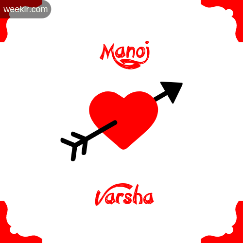 Manoj Name on Cross Heart With  Varsha  Name Wallpaper Photo