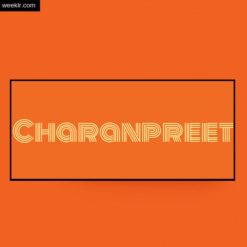 Charanpreet Name Logo Photo - Orange Background Name Logo DP