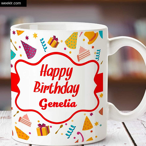 Genelia Name on Happy Birthday Cup Photo Images