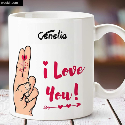 Genelia Name on I Love You on Coffee Mug Gift Image