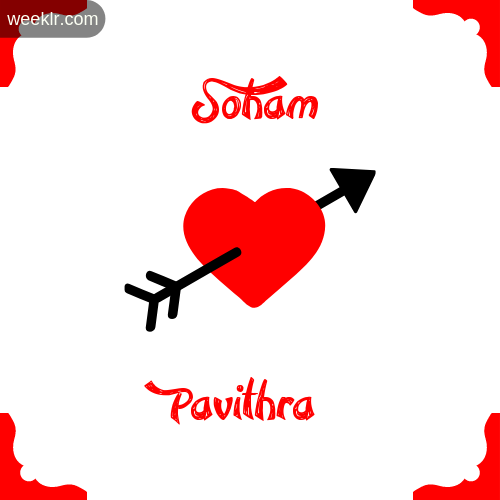 Soham Name on Cross Heart With  Pavithra  Name Wallpaper Photo