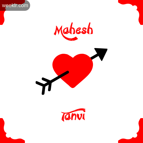 Mahesh Name on Cross Heart With  Tanvi  Name Wallpaper Photo