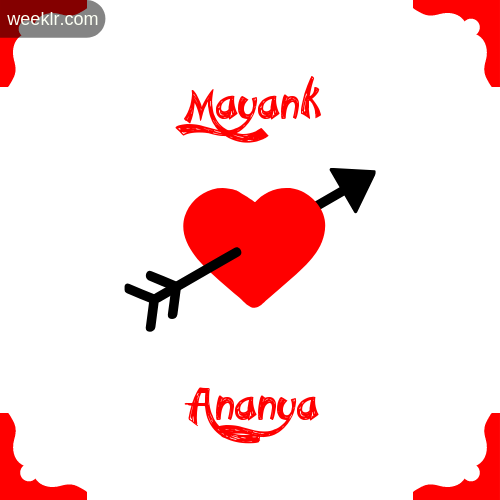 Mayank Name on Cross Heart With  Ananya  Name Wallpaper Photo