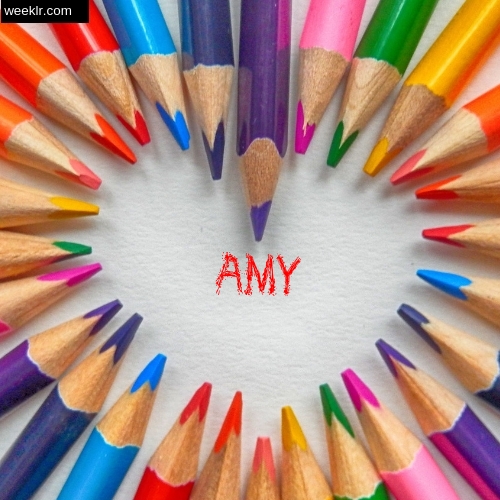 Heart made with Color Pencils with name Amy Images