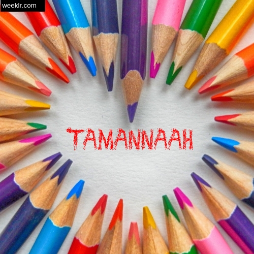 Heart made with Color Pencils with name Tamannaah Images
