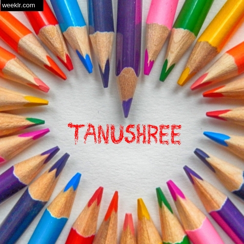 Heart made with Color Pencils with name Tanushree Images