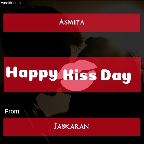 Write -Asmita- and -Jaskaran- on kiss day Photo