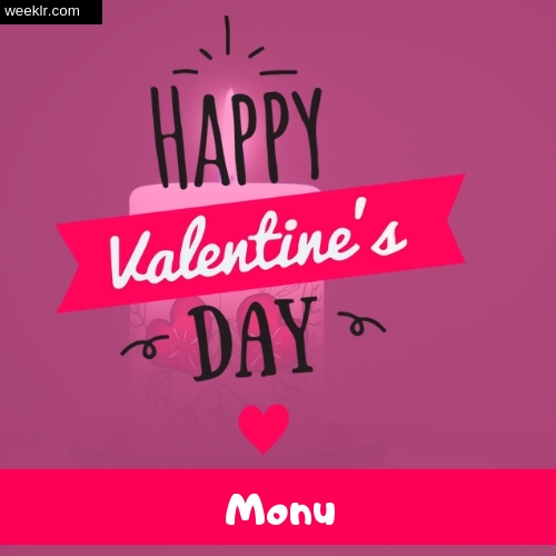 Write -Monu- Name on Happy Valentine Day Photo Card