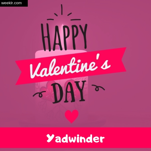 Write -Yadwinder- Name on Happy Valentine Day Photo Card