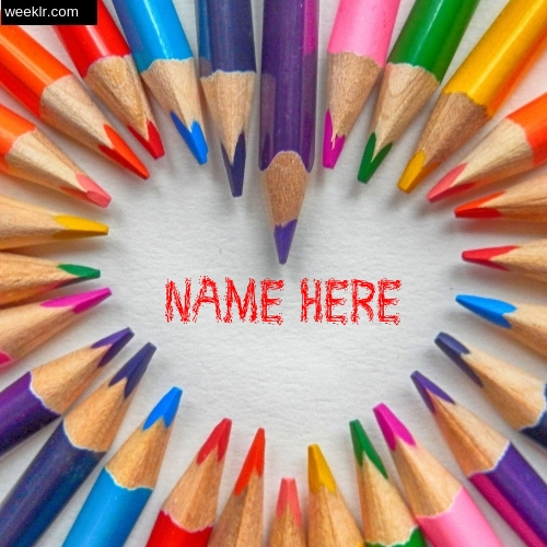 Write Name in Color Pencils Heart shaped Photo Card
