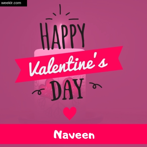 Write -Naveen- Name on Happy Valentine Day Photo Card