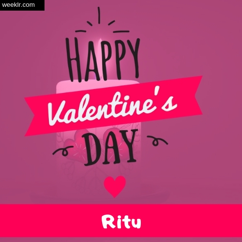 Write -Ritu- Name on Happy Valentine Day Photo Card