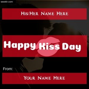 Write Name on Kiss Day Photo Card