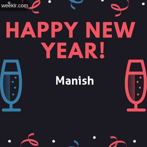 -Manish- Name on Happy New Year Image