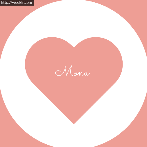 Pink Color Heart -Monu- Logo Name