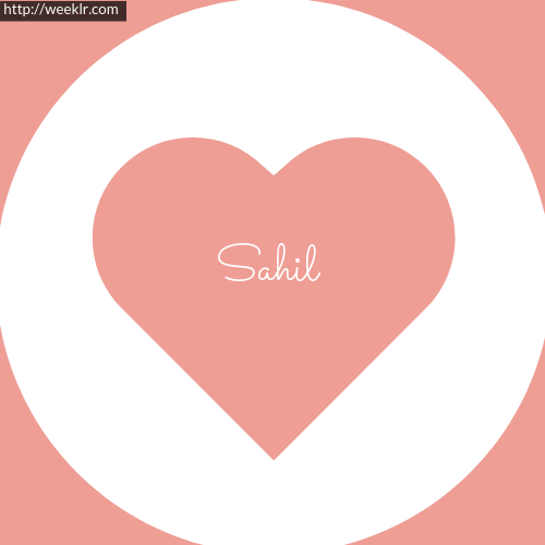 Pink Color Heart -Sahil- Logo Name