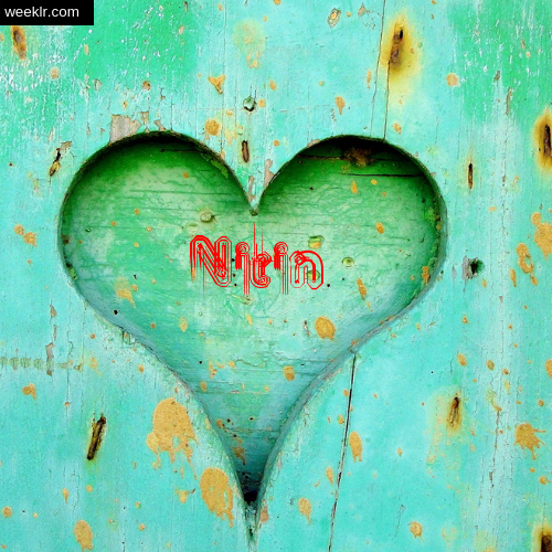 3D Heart Background image with -Nitin- Name on it