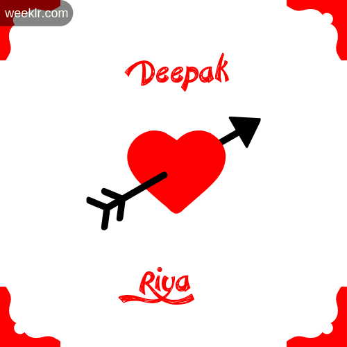 -Deepak- Name on Cross Heart With - Riya- Name Wallpaper Photo