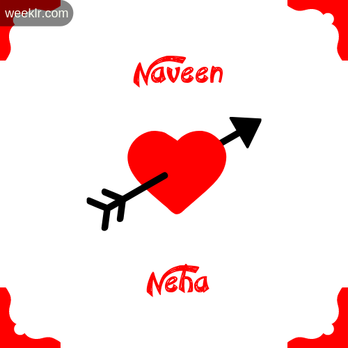 Naveen Name on Cross Heart With  Neha  Name Wallpaper Photo