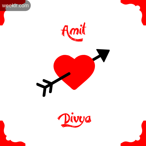 -Amit- Name on Cross Heart With - Divya- Name Wallpaper Photo