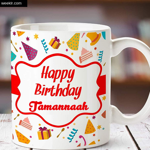Tamannaah Name on Happy Birthday Cup Photo Images