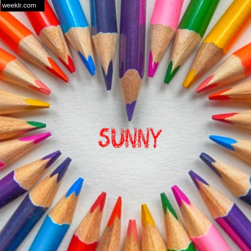 Heart made with Color Pencils with name Sunny Images