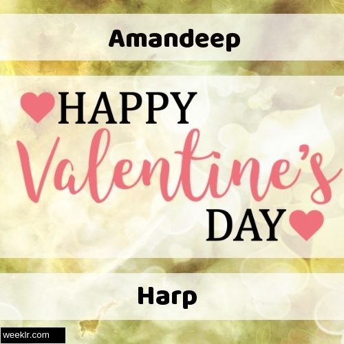 Write -Amandeep-- and -Harp- on Happy Valentine Day Image