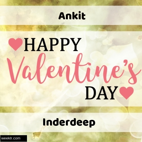 Write -Ankit-- and -Inderdeep- on Happy Valentine Day Image