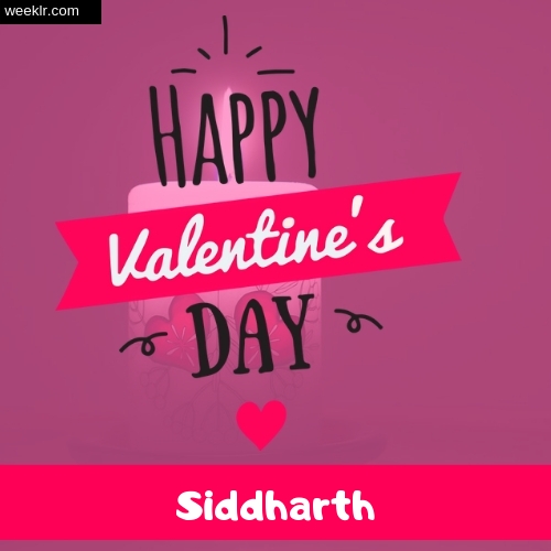 Write -Siddharth- Name on Happy Valentine Day Photo Card