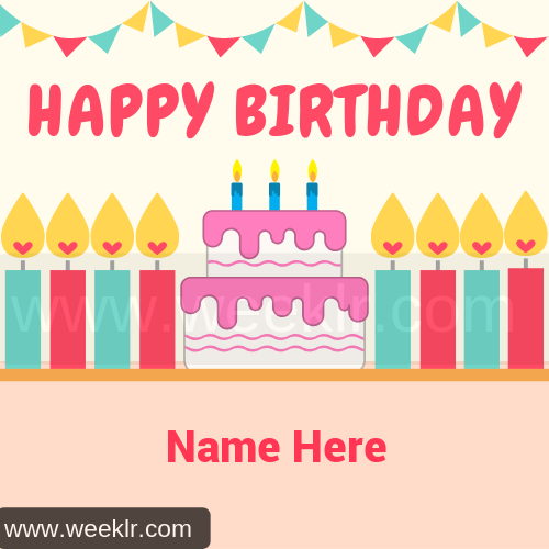 Happy Birthday Candle Cake Name Photo Tool