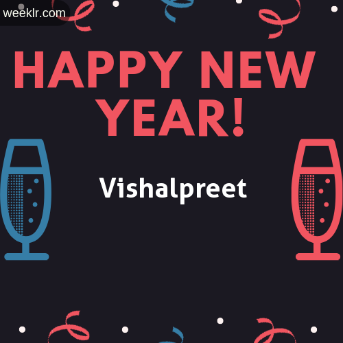 Vishalpreet Name on Happy New Year Image