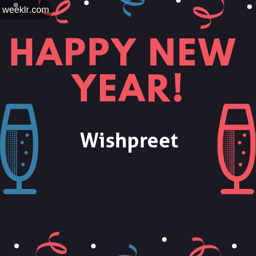 -Wishpreet- Name on Happy New Year Image
