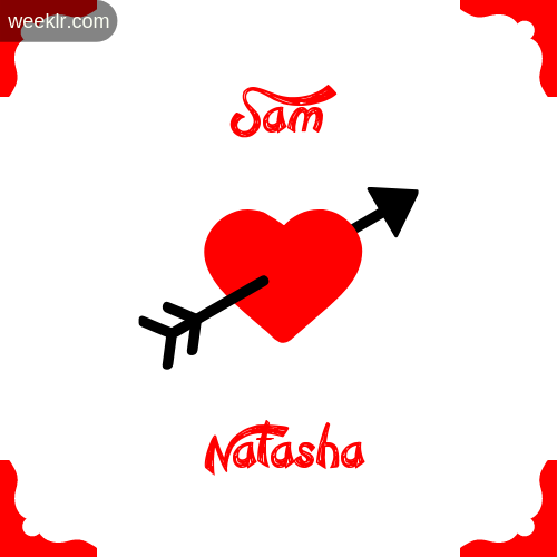 Sam Name on Cross Heart With  Natasha  Name Wallpaper Photo