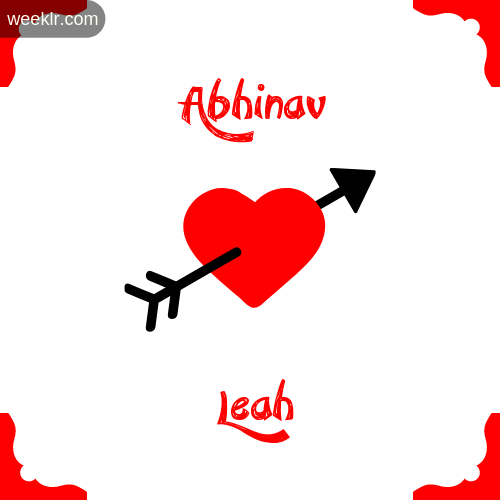 Abhinav Name on Cross Heart With  Leah  Name Wallpaper Photo