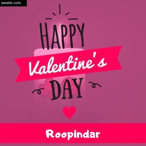Write -Roopindar- Name on Happy Valentine Day Photo Card